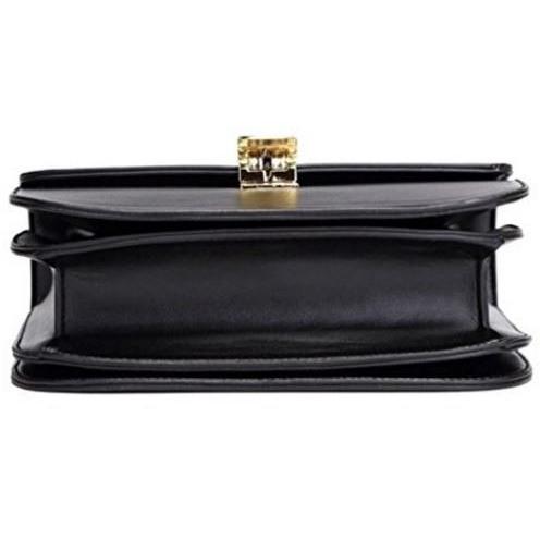 JeHouze women solid color shoulder medium purse leather messenger bag black jehouze 