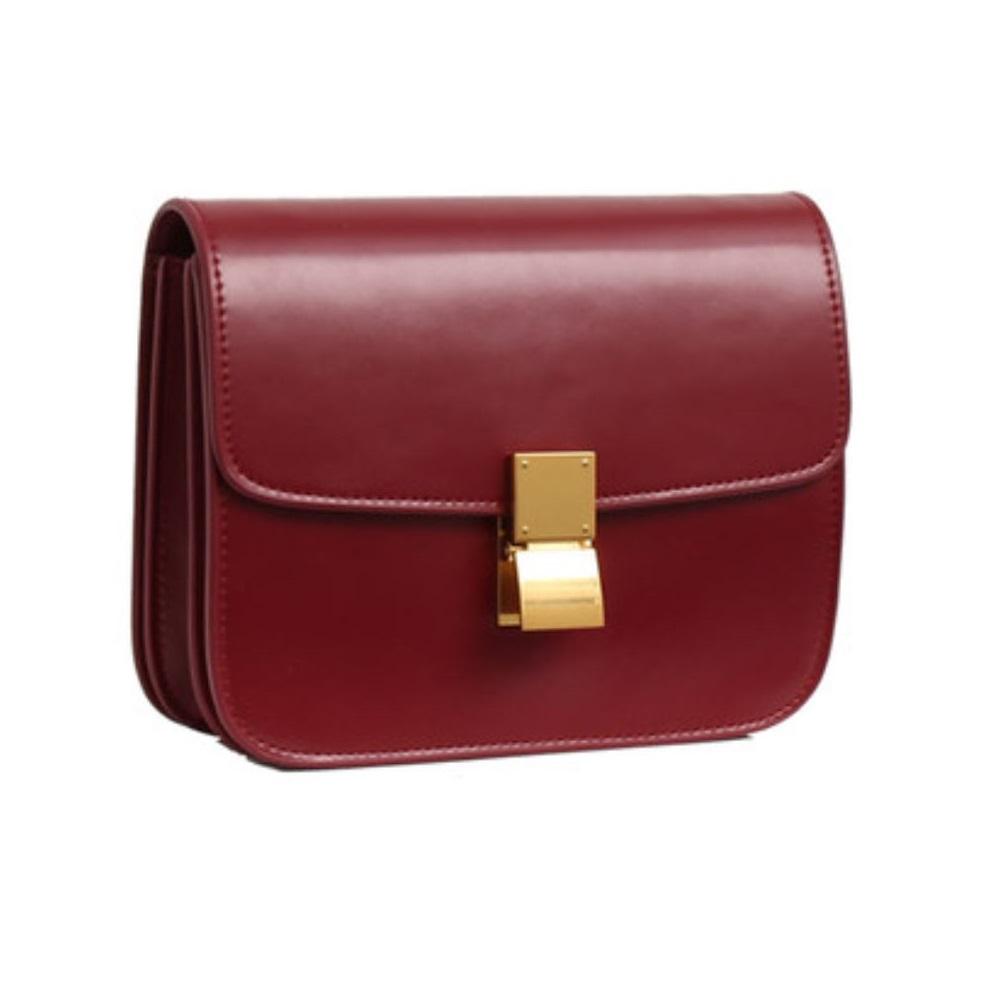 JeHouze women solid color shoulder medium purse leather messenger bag black jehouze Red 