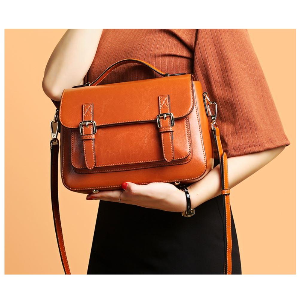 JeHouze Women's Genuine Leather Messenger Crossbody Medium Handbag Shoulder Vintage Purse Handbags & Purses jehouze 