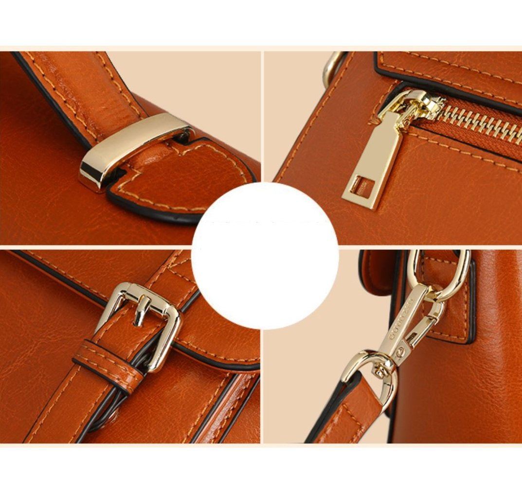 JeHouze Women's Genuine Leather Messenger Crossbody Medium Handbag Shoulder Vintage Purse Handbags & Purses jehouze 