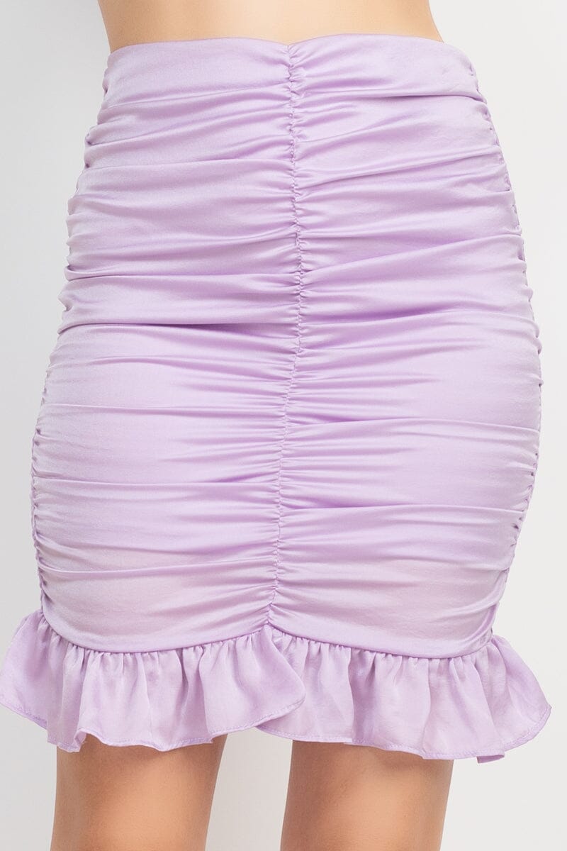 Lavender Purple Halter Neck Crop Top & Skirts Set Matching Sets jehouze 