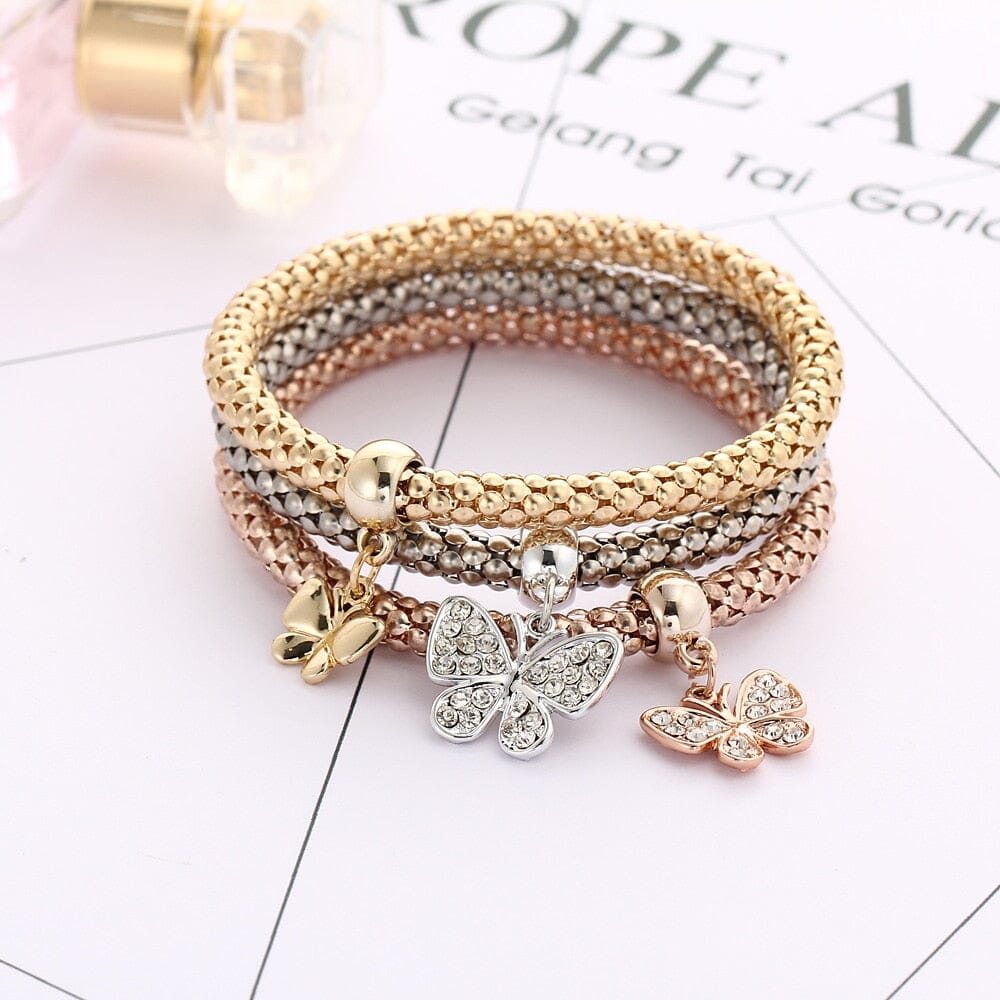 Rose Gold Crystal Butterfly Bracelet