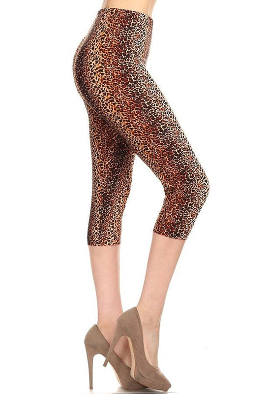 Multi-color Print, Cropped Capri Leggings In A Fitted Style With A Banded High Waist. Women's Clothing jehouze 