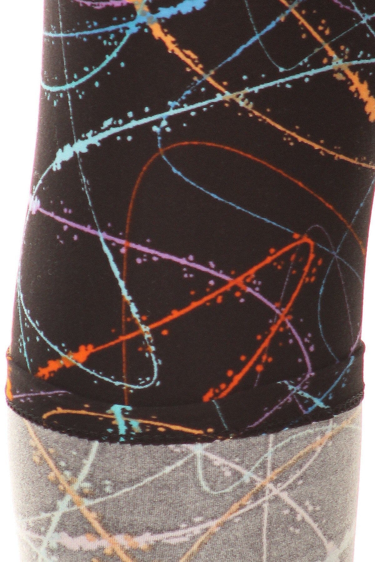 Multicolored Scribble Print, High Waisted Leggings In A Fitted Style With And Elastic Waist Bottoms jehouze 