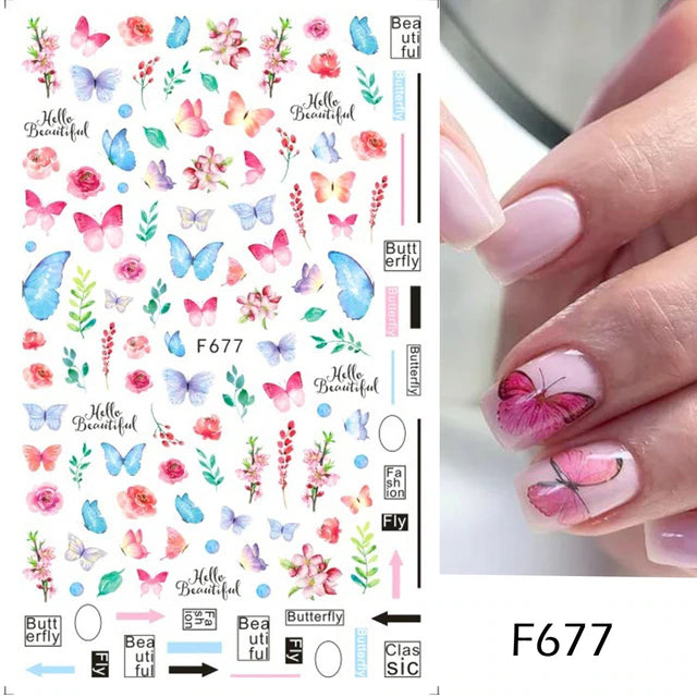 Nail Art Sticker Decals 3D Self Adhesive Luxurious Decoration DIY Acrylic Supplier jehouze F677 