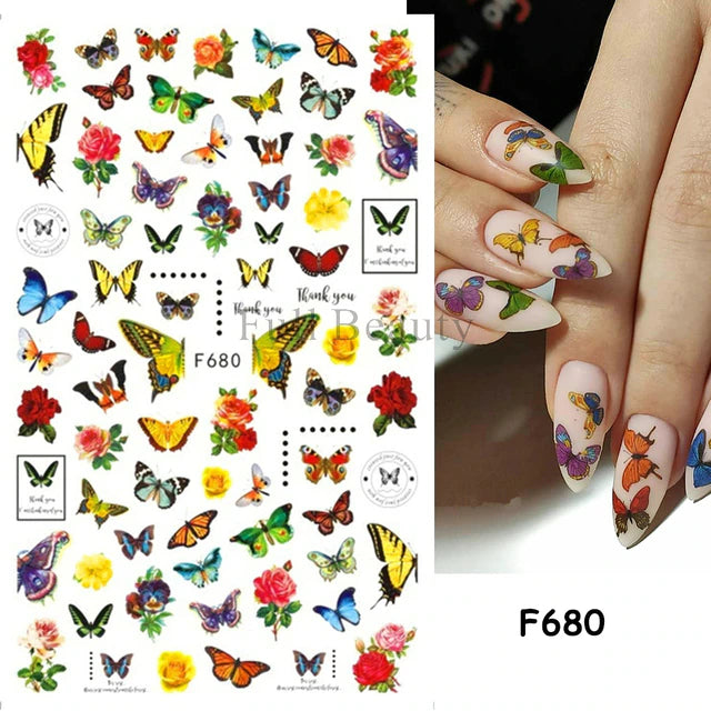 Nail Art Sticker Decals 3D Self Adhesive Luxurious Decoration DIY Acrylic Supplier jehouze F680 
