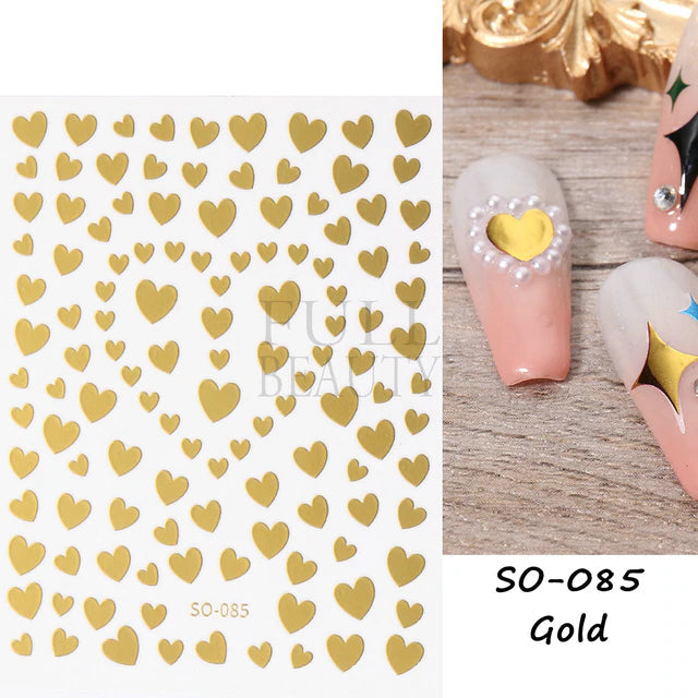 Nail Art Sticker Decals 3D Self Adhesive Luxurious Decoration DIY Acrylic Supplier jehouze SO-085 Gold 