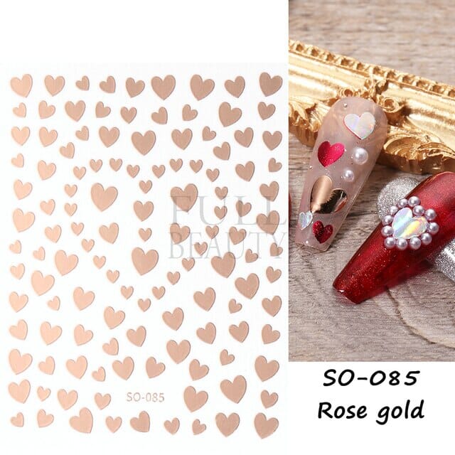 Nail Art Sticker Decals 3D Self Adhesive Luxurious Decoration DIY Acrylic Supplier jehouze SO-085 Rose Gold 