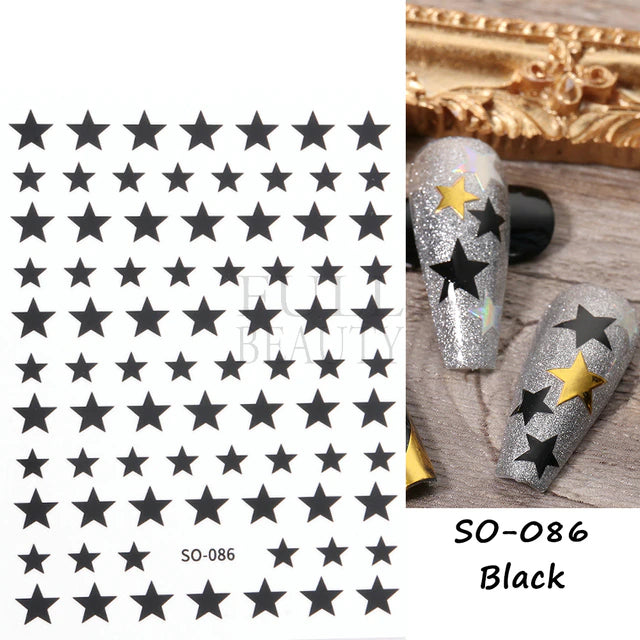 Nail Art Sticker Decals 3D Self Adhesive Luxurious Decoration DIY Acrylic Supplier jehouze SO-086 Black 