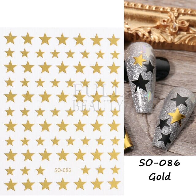 Nail Art Sticker Decals 3D Self Adhesive Luxurious Decoration DIY Acrylic Supplier jehouze SO-086 Gold 