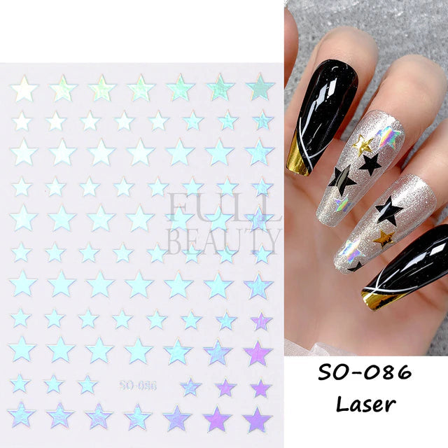 Nail Art Sticker Decals 3D Self Adhesive Luxurious Decoration DIY Acrylic Supplier jehouze SO-086 Laser 