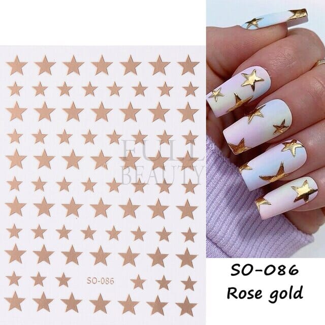 Nail Art Sticker Decals 3D Self Adhesive Luxurious Decoration DIY Acrylic Supplier jehouze SO-086 Rose Gold 