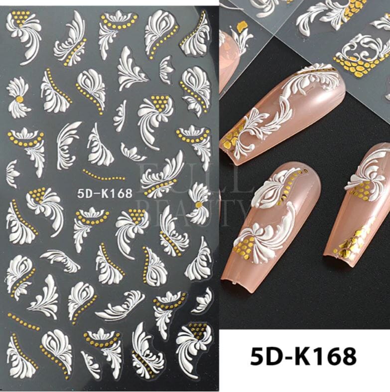 Nail Art Sticker Decals 5D Self Adhesive Luxurious Decoration DIY Acrylic Supplier jehouze 5D-K168 