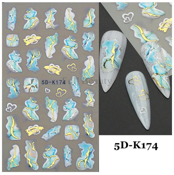 Nail Art Sticker Decals 5D Self Adhesive Luxurious Decoration DIY Acrylic Supplier jehouze 5D-K174 