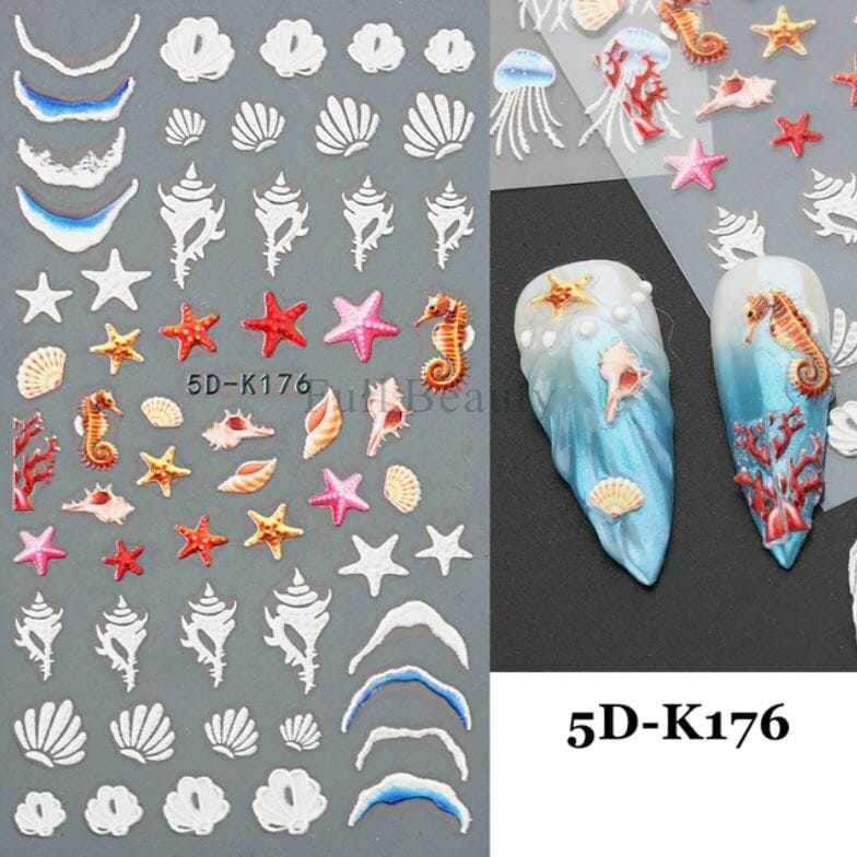 Nail Art Sticker Decals 5D Self Adhesive Luxurious Decoration DIY Acrylic Supplier jehouze 5D-K176 