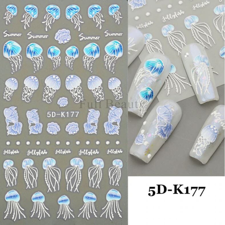 Nail Art Sticker Decals 5D Self Adhesive Luxurious Decoration DIY Acrylic Supplier jehouze 5D-K177 