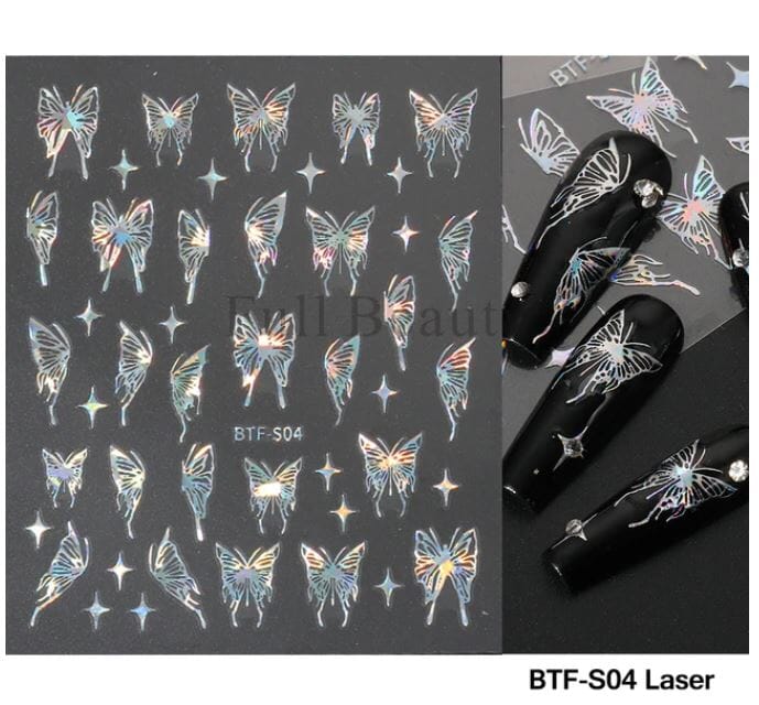 Nail Art Sticker Decals 5D Self Adhesive Luxurious Decoration DIY Acrylic Supplier jehouze BTF-S04 Laser 
