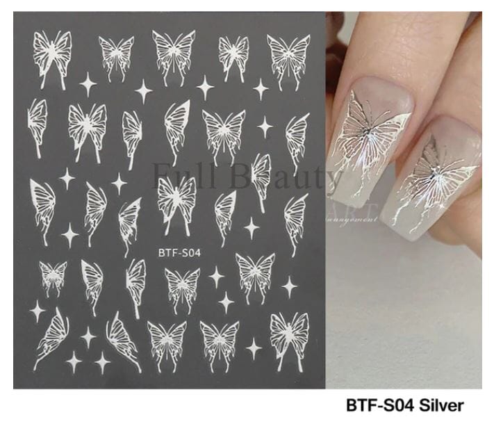 Nail Art Sticker Decals 5D Self Adhesive Luxurious Decoration DIY Acrylic Supplier jehouze BTF-S04 Silver 