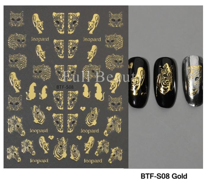 Nail Art Sticker Decals 5D Self Adhesive Luxurious Decoration DIY Acrylic Supplier jehouze BTF-S08 Gold 