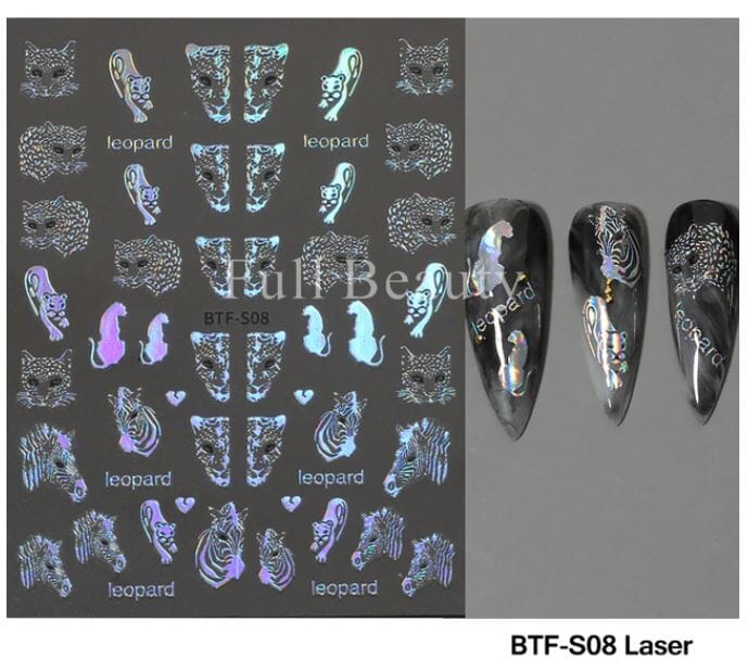 Nail Art Sticker Decals 5D Self Adhesive Luxurious Decoration DIY Acrylic Supplier jehouze BTF-S08 Laser 