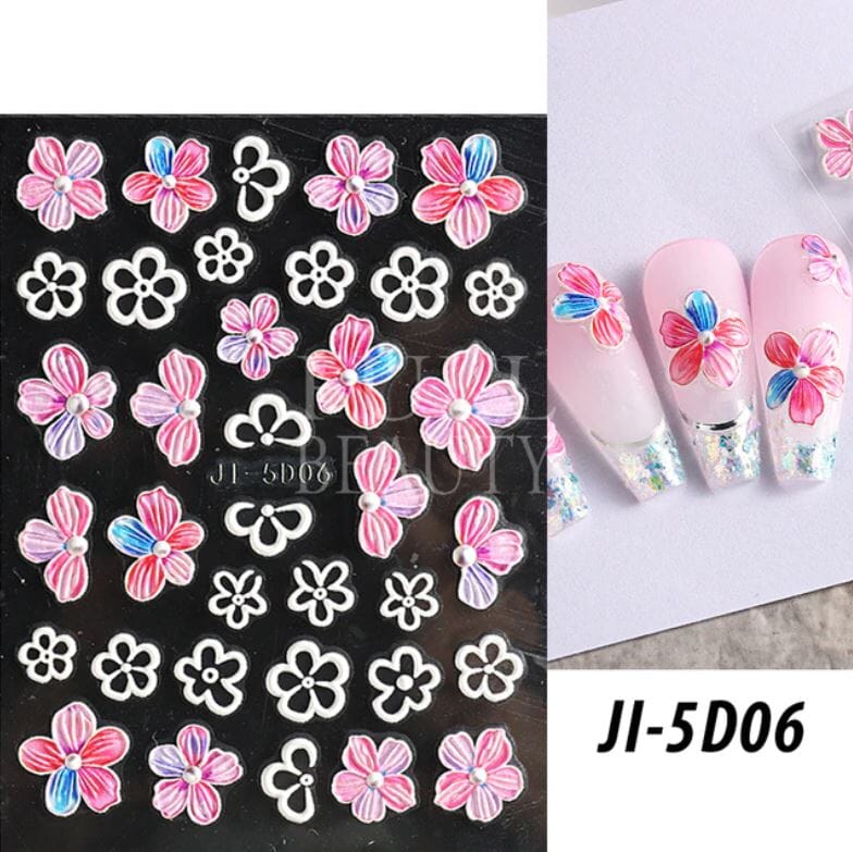 Nail Art Sticker Decals 5D Self Adhesive Luxurious Decoration DIY Acrylic Supplier jehouze JI-5D06 