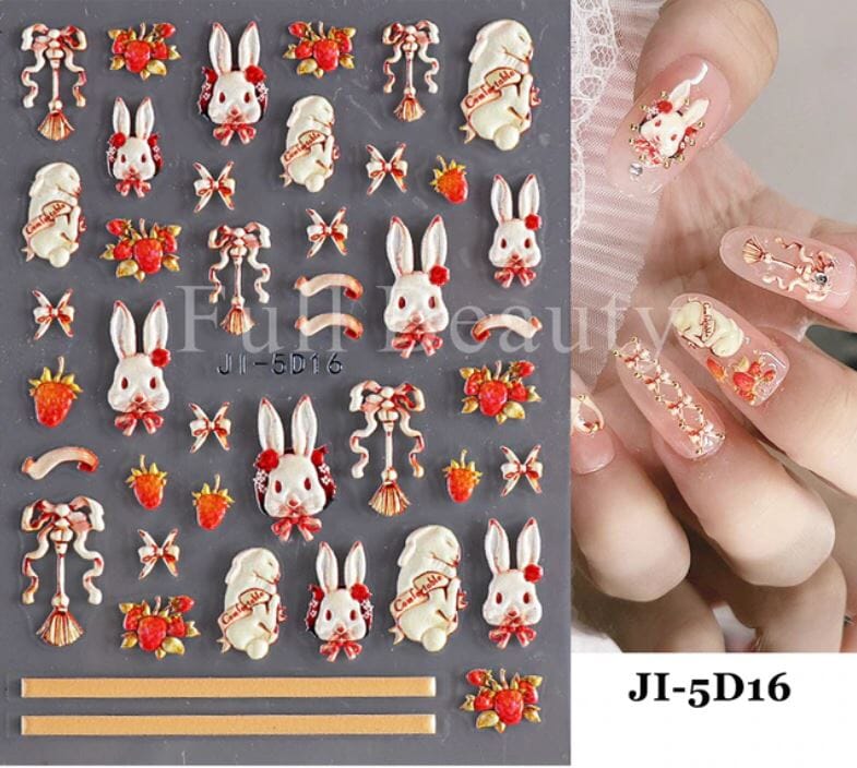 Nail Art Sticker Decals 5D Self Adhesive Luxurious Decoration DIY Acrylic Supplier jehouze JI-5D16 