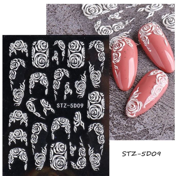 Nail Art Sticker Decals 5D Self Adhesive Luxurious Decoration DIY Acrylic Supplier jehouze STZ-5D09 