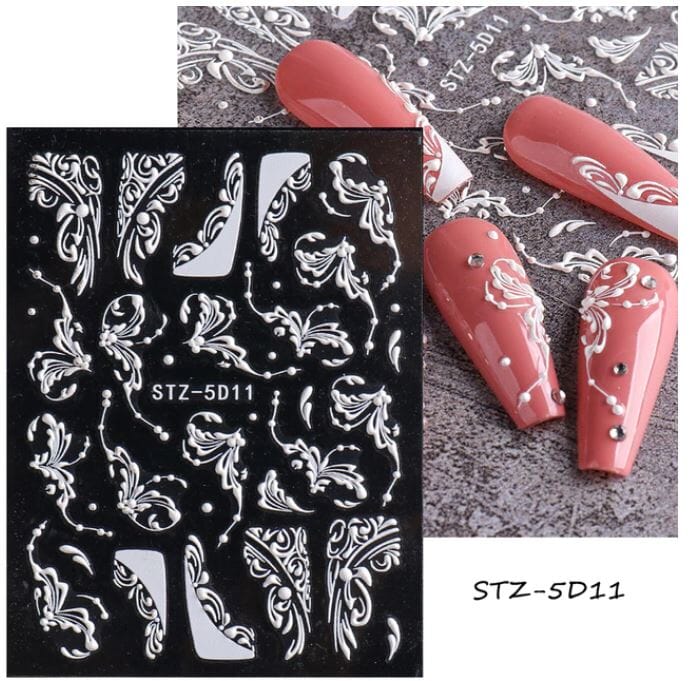 Nail Art Sticker Decals 5D Self Adhesive Luxurious Decoration DIY Acrylic Supplier jehouze STZ-5D11 