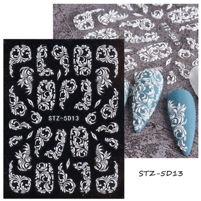 Nail Art Sticker Decals 5D Self Adhesive Luxurious Decoration DIY Acrylic Supplier jehouze STZ-5D13 