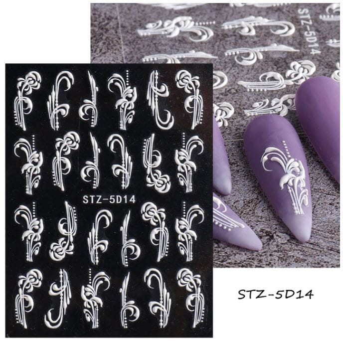Nail Art Sticker Decals 5D Self Adhesive Luxurious Decoration DIY Acrylic Supplier jehouze STZ-5D14 