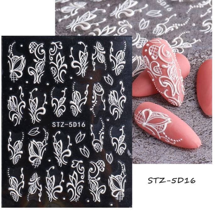 Nail Art Sticker Decals 5D Self Adhesive Luxurious Decoration DIY Acrylic Supplier jehouze STZ-5D16 