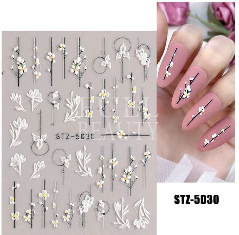 Nail Art Sticker Decals 5D Self Adhesive Luxurious Decoration DIY Acrylic Supplier jehouze STZ-5D30 