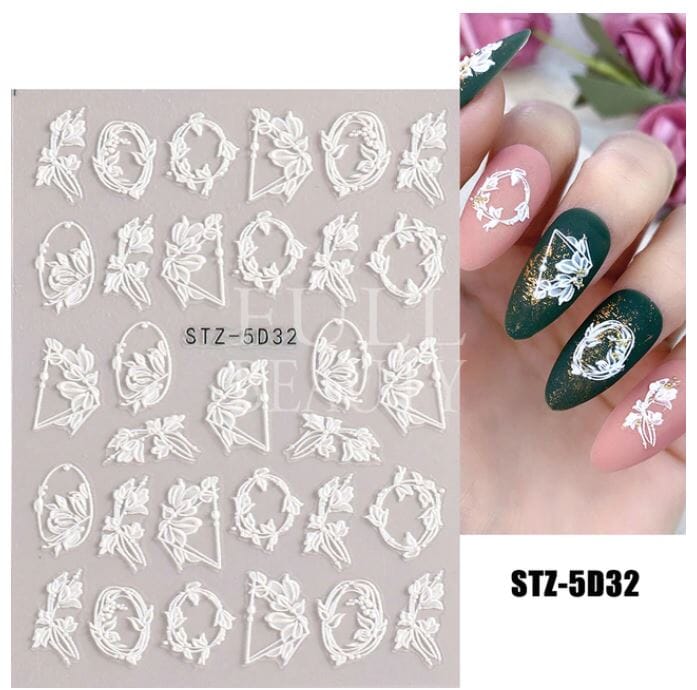 Nail Art Sticker Decals 5D Self Adhesive Luxurious Decoration DIY Acrylic Supplier jehouze STZ-5D32 