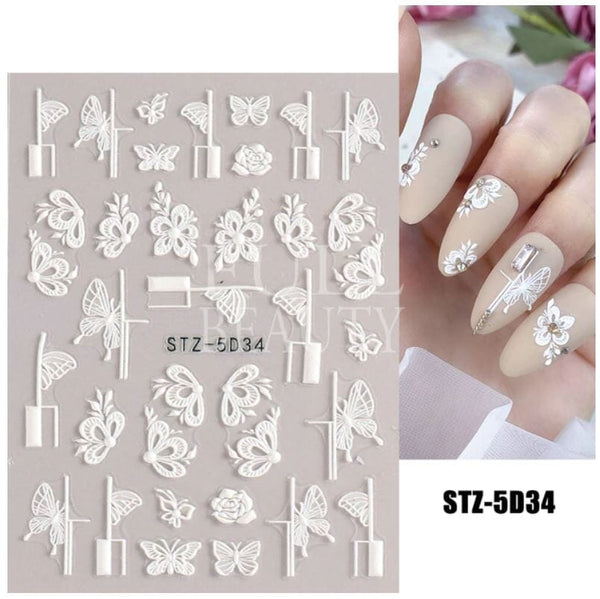 5D Embossed Nail Art Stickers Sweater Texture Clothing Belt