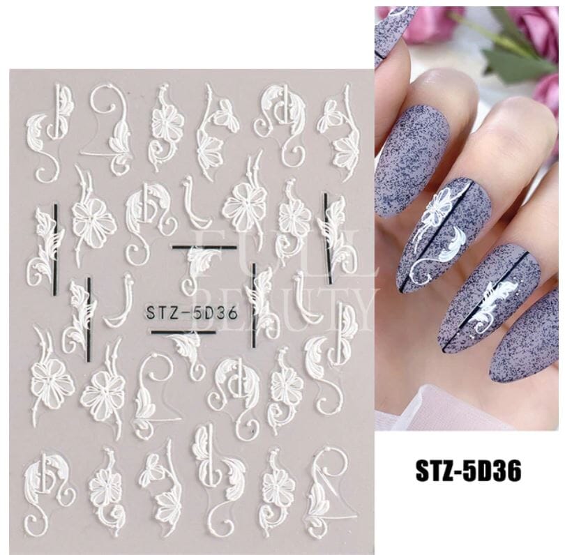 Nail Art Sticker Decals 5D Self Adhesive Luxurious Decoration DIY Acrylic Supplier jehouze STZ-5D36 