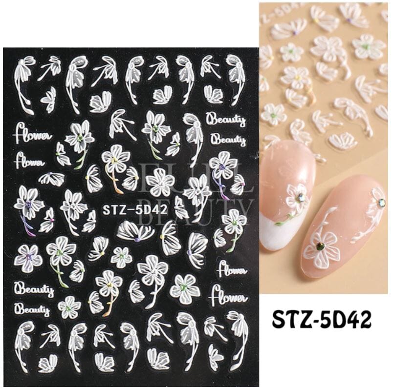 Nail Art Sticker Decals 5D Self Adhesive Luxurious Decoration DIY Acrylic Supplier jehouze STZ-5D42 