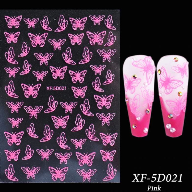 Nail Art Sticker Decals 5D Self Adhesive Luxurious Decoration DIY Acrylic Supplier jehouze XF-5D021 Pink 