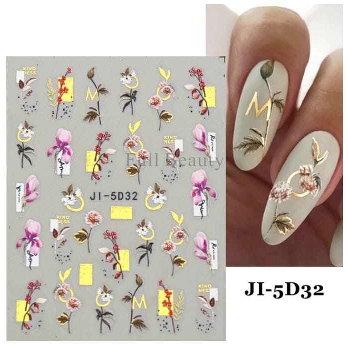 Nail Art Sticker Decals 5D Self Adhesive Luxurious Decoration DIY Acrylic Supplies jehouze JI-5D32 