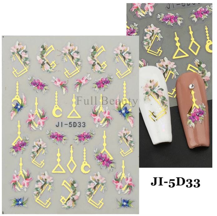 Nail Art Sticker Decals 5D Self Adhesive Luxurious Decoration DIY Acrylic Supplies jehouze JI-5D33 