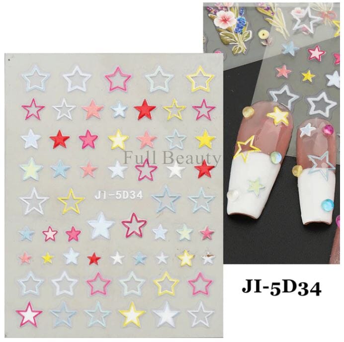 Nail Art Sticker Decals 5D Self Adhesive Luxurious Decoration DIY Acrylic Supplies jehouze JI-5D34 