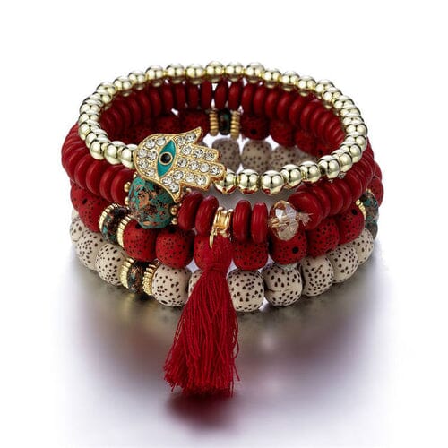 New Evil Eye Tassel Bracelet Set For Women Crystal Fatima Hand Charm Other jehouze vermeil 