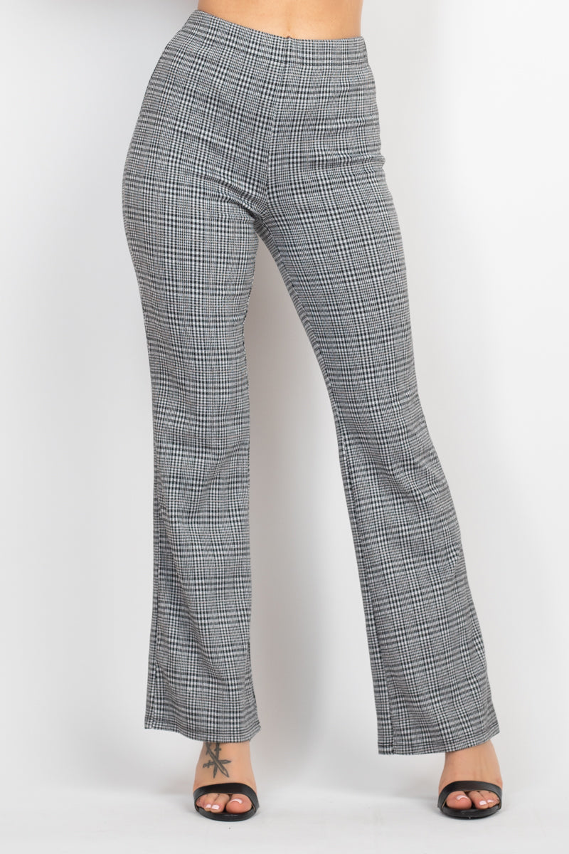 Plaid Black white Cut-out Long Sleeve Top & Pants Outfit Set Matching Sets jehouze 