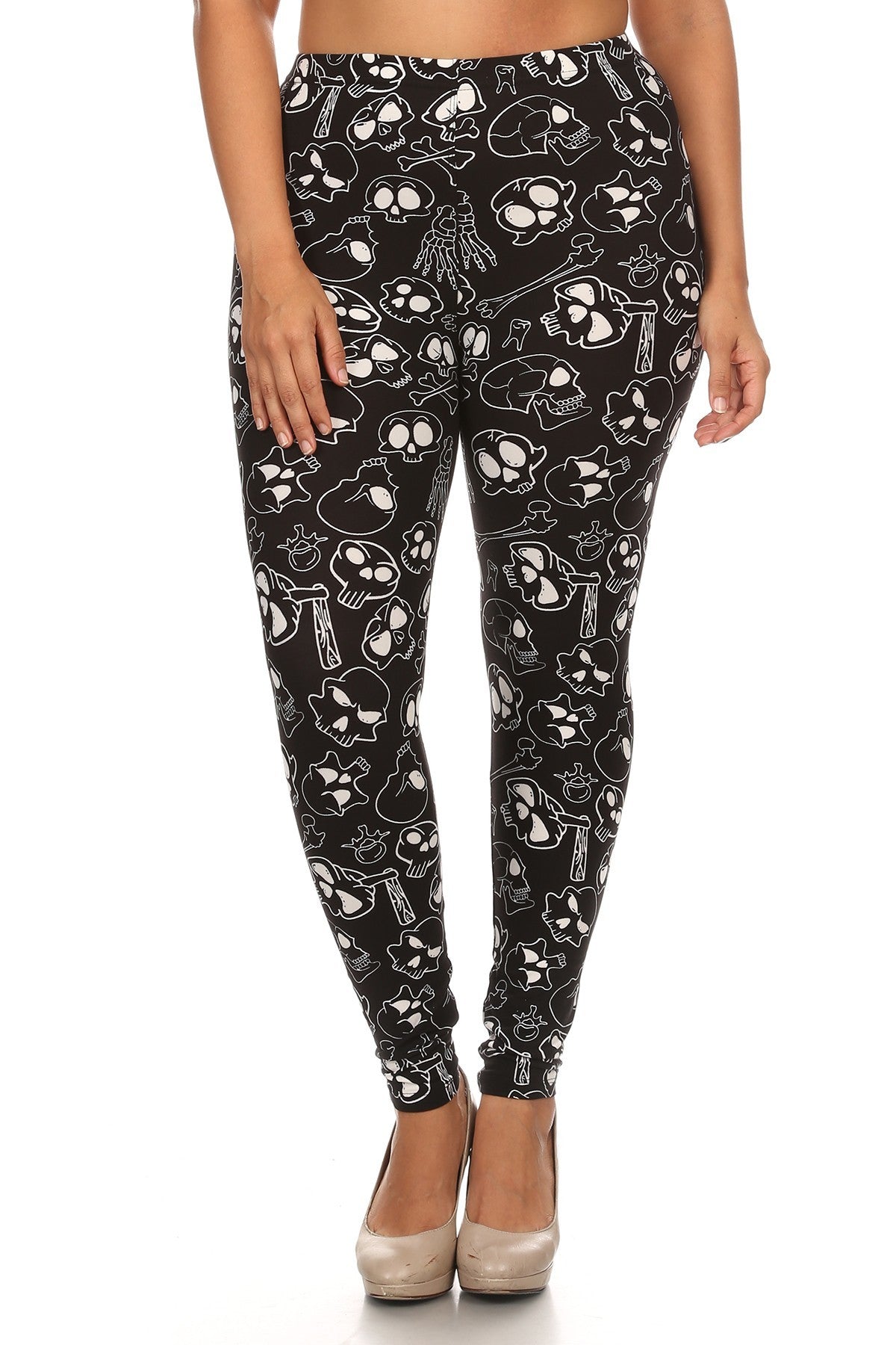 Plus Size Print, Full Length Leggings In A Fitted Style With A Banded High Waist Women's Clothing jehouze 