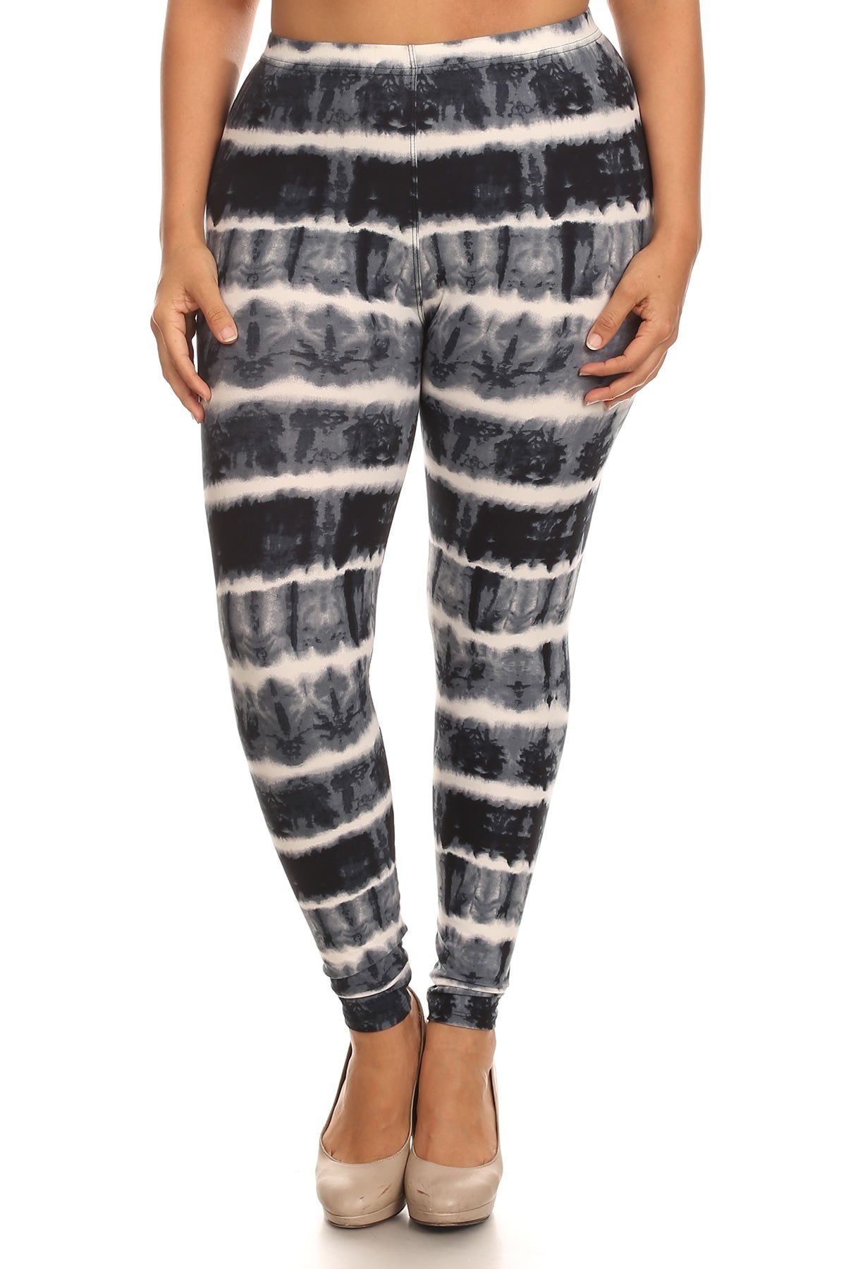 Plus Size Tie Dye Print, Full Length Leggings In A Fitted Style With A Banded High Waist Women's Clothing jehouze 