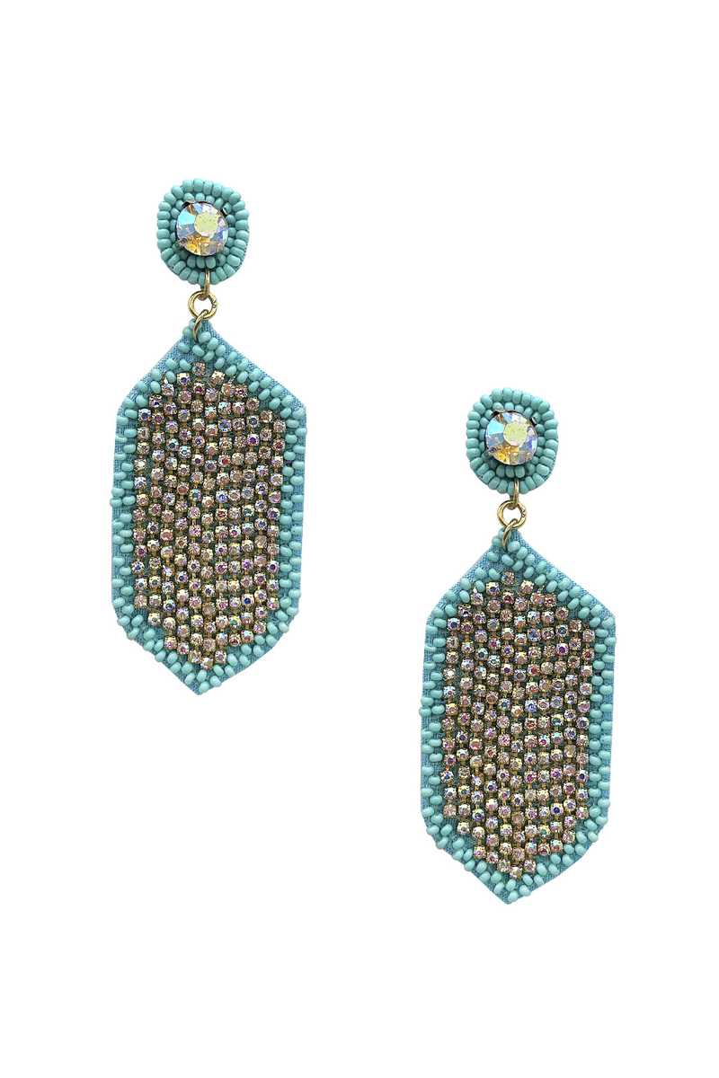 Seed Bead Rhinestone Hexagon Dangle Earring Apparel & Accessories > Jewelry > Earrings jehouze 