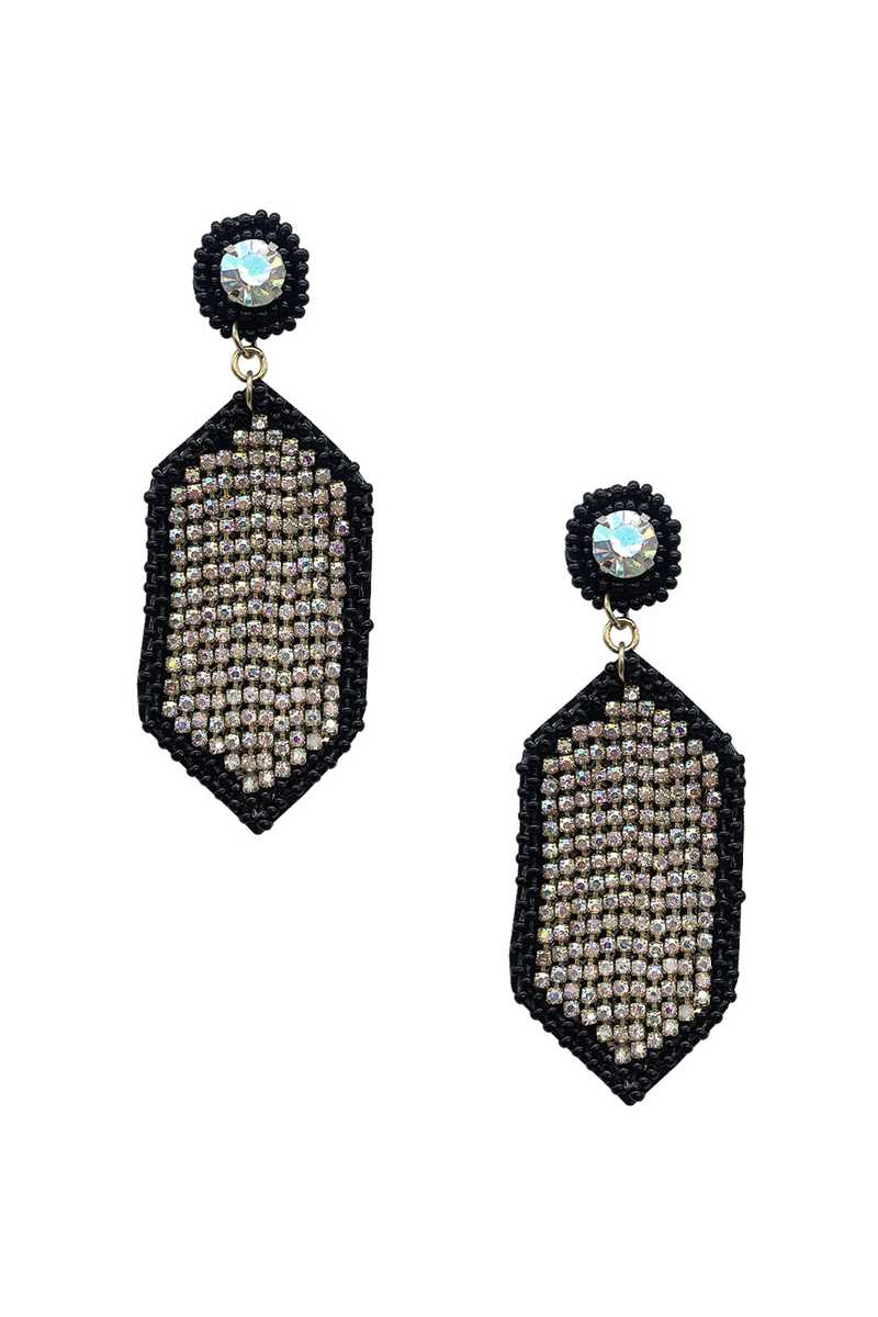 Seed Bead Rhinestone Hexagon Dangle Earring Apparel & Accessories > Jewelry > Earrings jehouze 