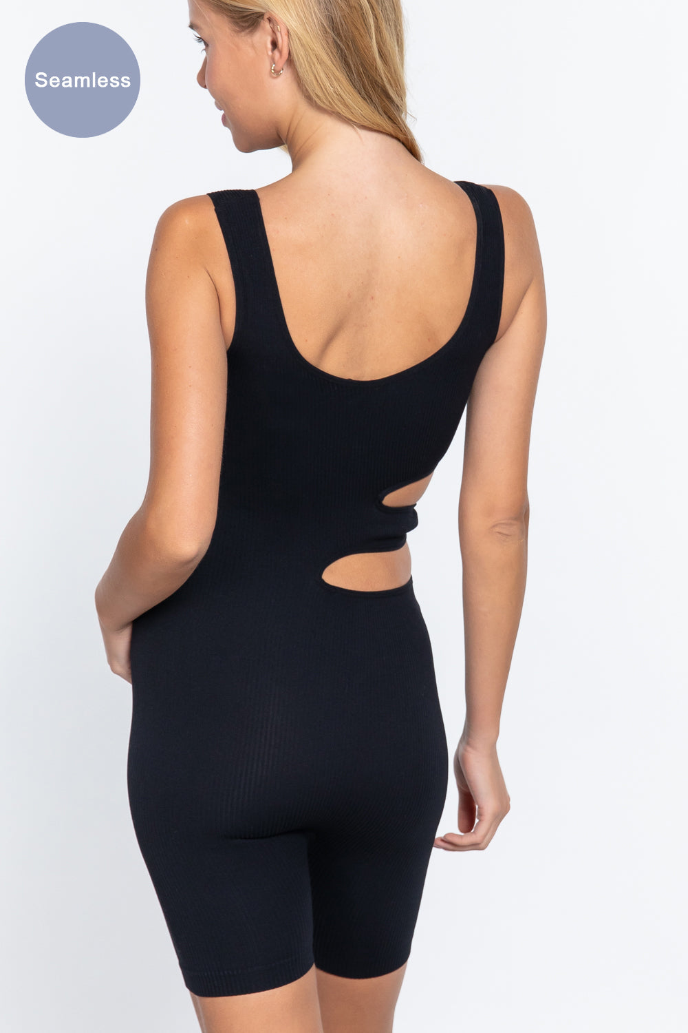 Tank tops Suave Cut-out Seamless Black Romper Jumpsuits & Rompers jehouze 