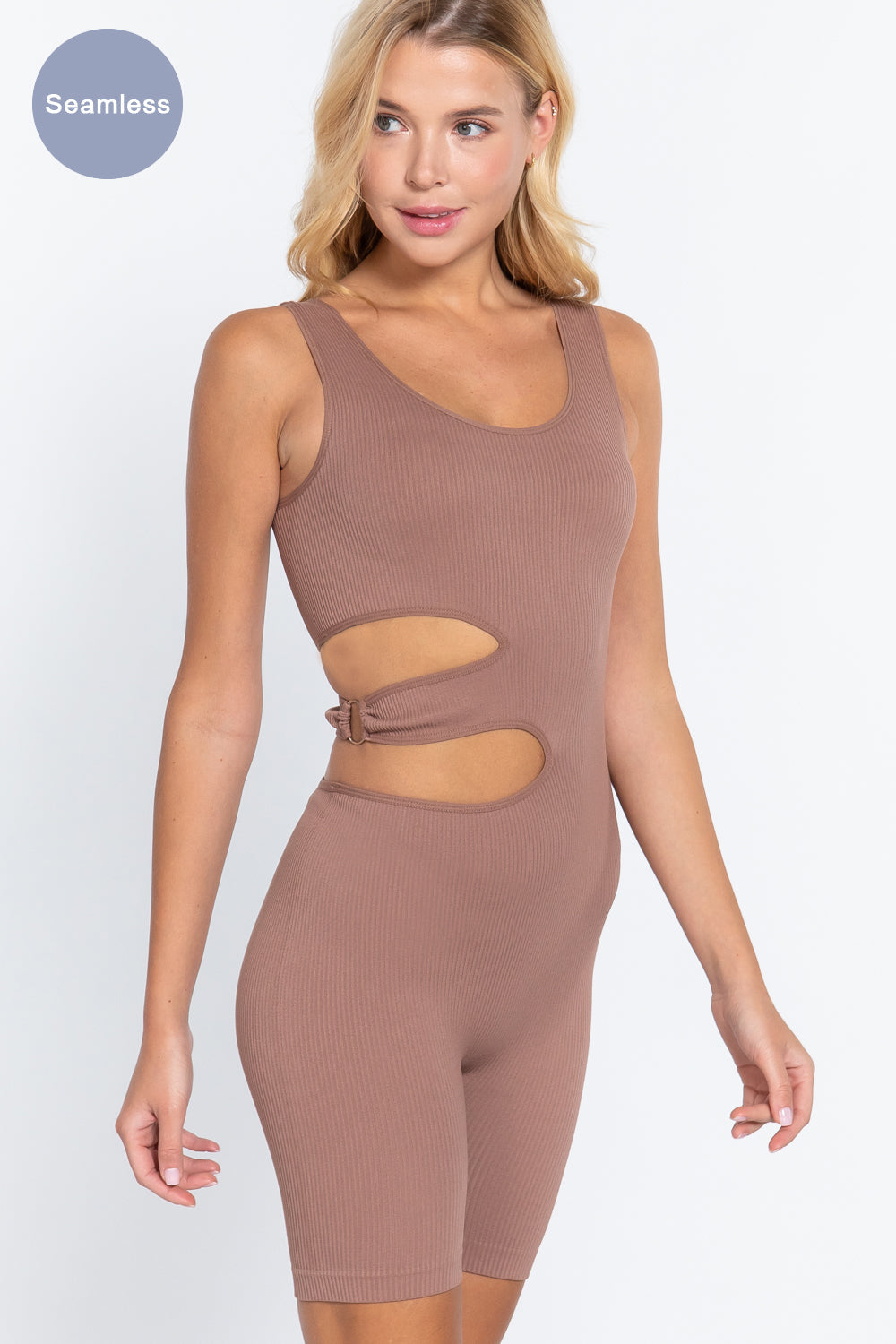 Tank tops Suave Cut-out Seamless Mauve Romper Jumpsuits & Rompers jehouze 