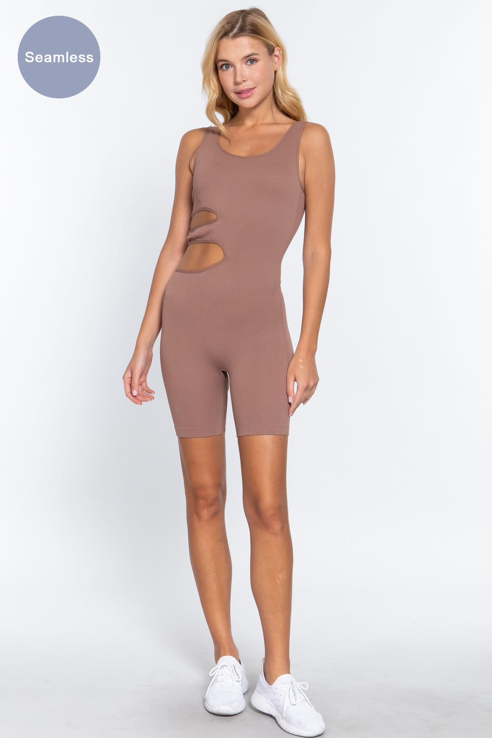 Tank tops Suave Cut-out Seamless Mauve Romper Jumpsuits & Rompers jehouze 