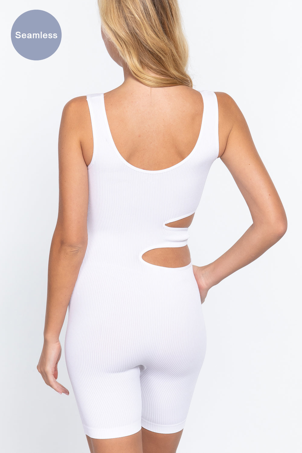 Tank tops Suave Cut-out Seamless White Romper Jumpsuits & Rompers jehouze 